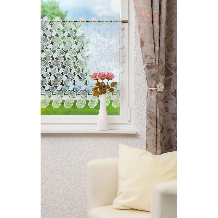 Scheibengardine Plauener Spitze - Kieselsteine (Bx H) 72cm * 60cm weiß – Bild 2