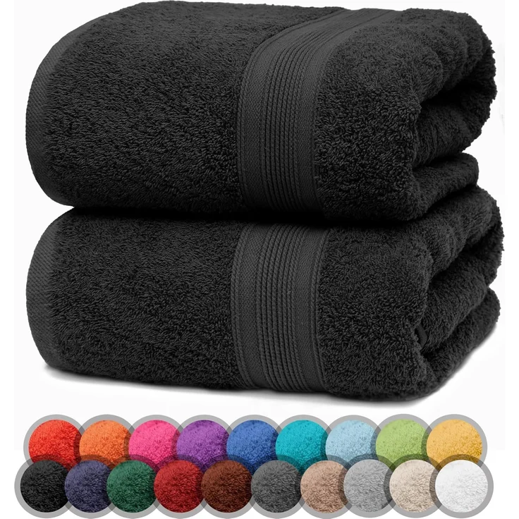 NatureMark 2er Pack DUSCHTÜCHER Premium Qualität 70x140 cm DUSCHTUCH Dusch-Handtuch Doppelpack Farbe: Schwarz