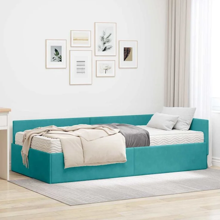 vidaXL Eckbettgestell mit Matratze Sonstiges 2 pcs Samt 3393632 – Bild 1