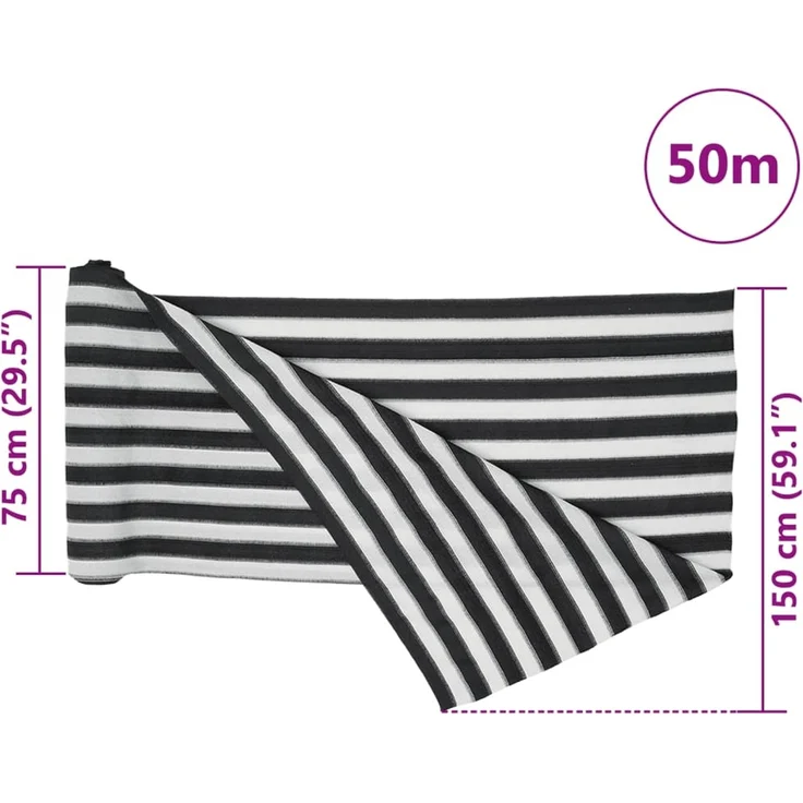 vidaXL Zaunblende Anthrazit und Weiß 1,5x50 m HDPE 150 g/m² 4003679 – Bild 7