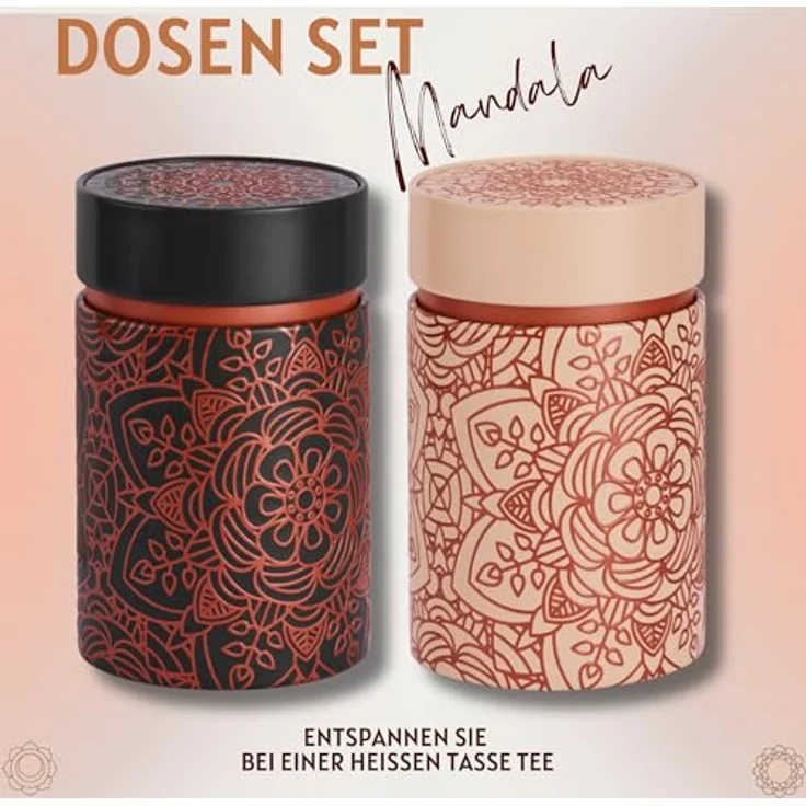 MediMuc Teedose 2er Set Mandala, (Dosen, 2er Set Mandala), Teedose, Gewürzdose, Motivdose, Dosen Set – Bild 4