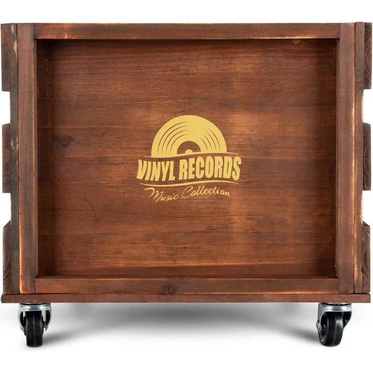Stagecaptain Holzkiste SPK-100 "Emil" Schallplattenkiste, für bis zu 100 LPs - aus Vollholz im Retro-Design – Bild 3