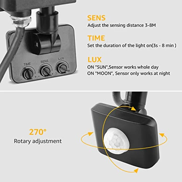 Lepro 20W LED Strahler mit Bewegungsmelder Außen, 2000LM Außenstrahler 5000K Kaltweiß Superhell Scheinwerfer, IP65 Wasserdicht Fluter, Ideale Aussenleuchte für Garten, Innenhöfe, Garage, Haus, Hotel – Bild 5