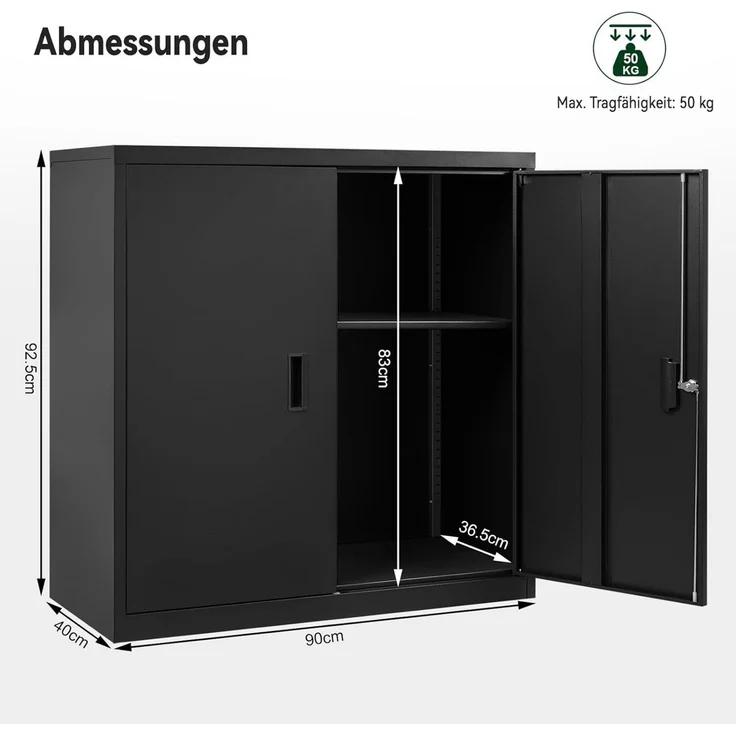 Woltu Aktenschrank (1-St) abschließbar, Ordnerschrank mit Schloss, Büroschrank Metall – Bild 3