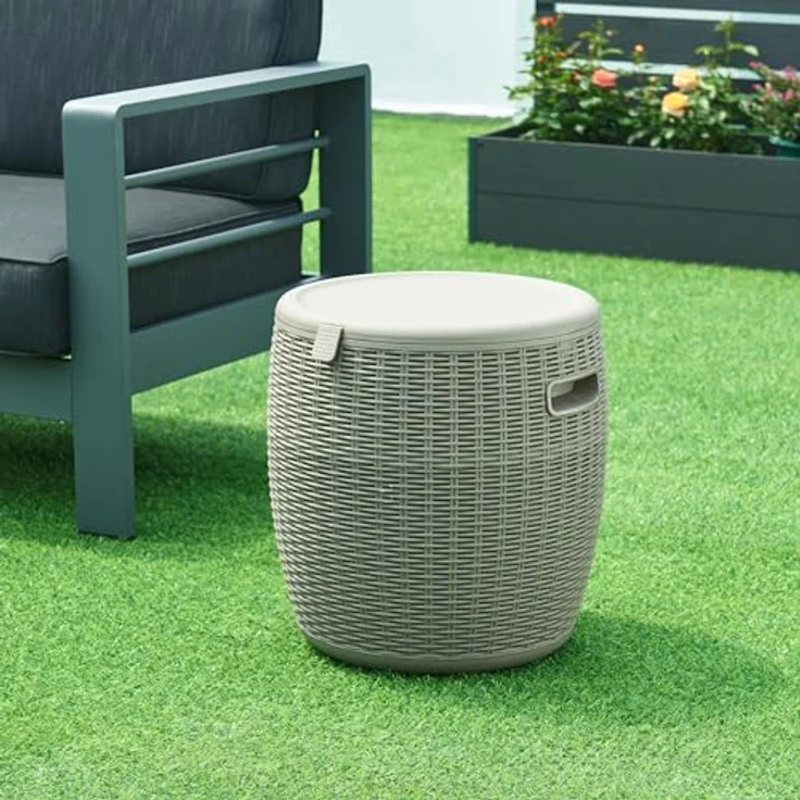 Casa.Pro Kissenbox Atessa, 4-in-1 Gartenbox mit 37 l Fassungsvermögen, hellbraun, witterungsbeständig und pflegeleicht – Bild 2