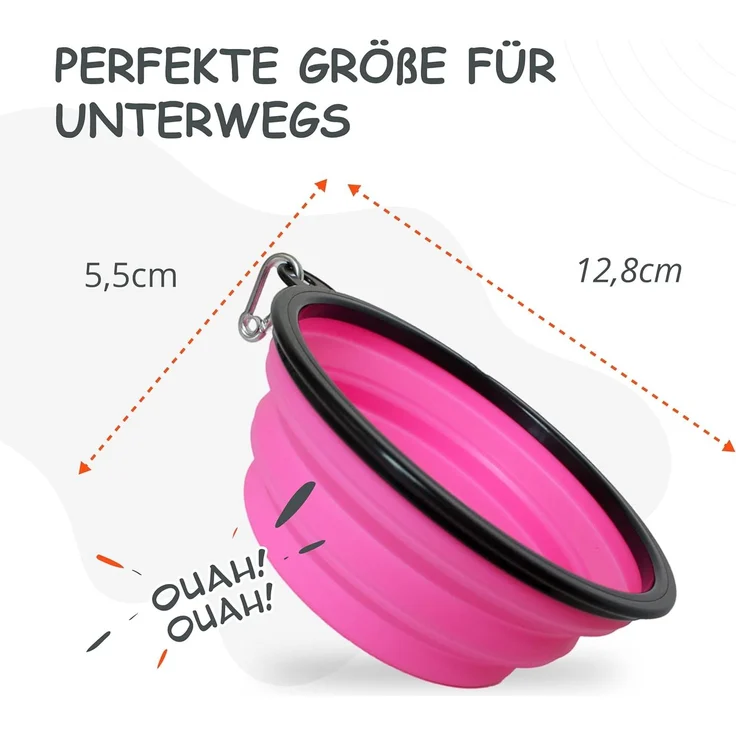 PETSATION Hundenapf faltbar (2x350 ml), Silikon rosa – Bild 5