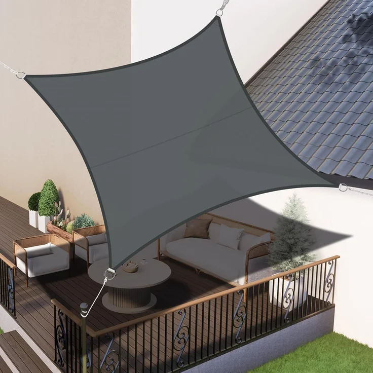 LOVE STORY Sonnensegel Wasserdicht 4x4 m Quadrat PES Polyester Sonnenschutz Windschutz Balkon Terrasse 95% UV-Schut,für Balkon Garten,Anthrazit – Bild 1
