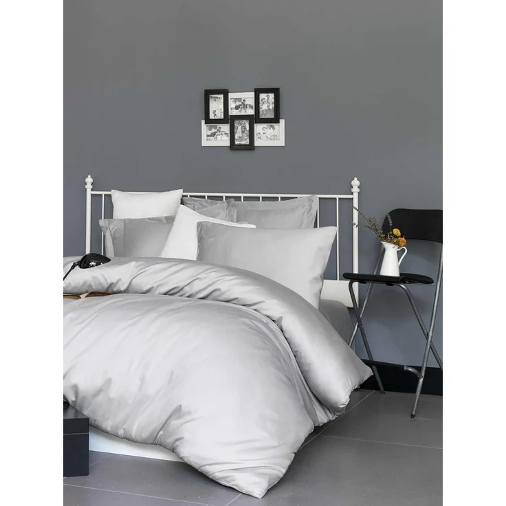 L'essentiel Maison 'De Light Grey' Satin-Spannbettlaken für Einzelbetten (DE), Hellgrau, 200+30 x 100 cm – Bild 1