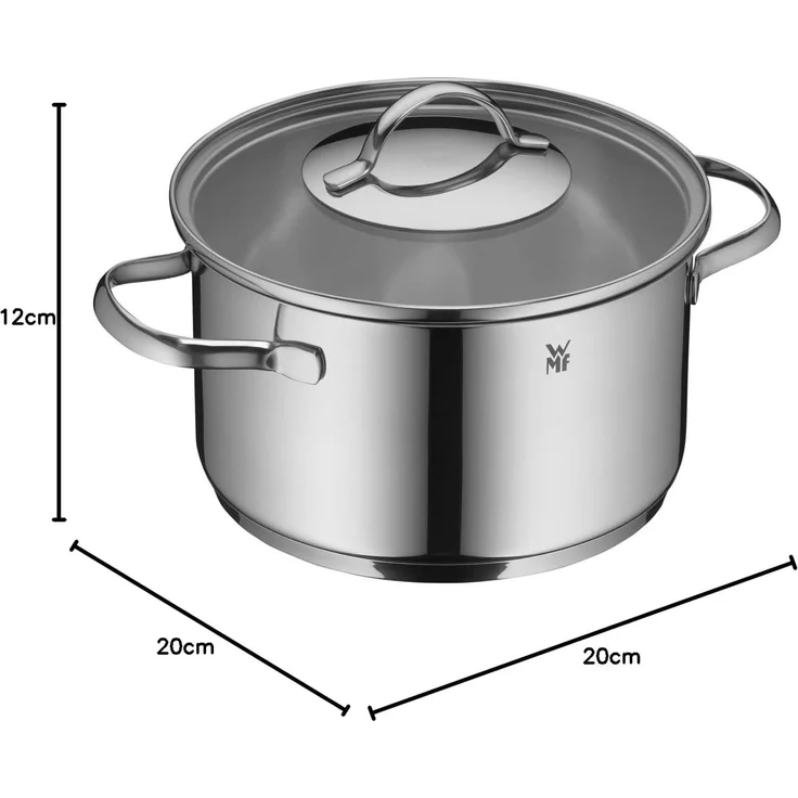 WMF Fleischtopf Aparto, Cromargan Edelstahl Rostfrei 18/10 (1-tlg, großer Topf (20 cm) mit Glasdeckel, Induktion 3,3l), unbeschichtet, induktionsgeeignet – Bild 9
