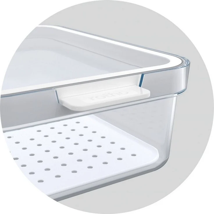 ROTHO Kühlschrankorganizer „Cauma“ 1,3 l – weiß, hochtransparent, mit herausnehmbarem Einsatz & wendbarem Deckel, kombinierbar, schützt Speisen vor Feuchtigkeit & hält länger frisch – Bild 3