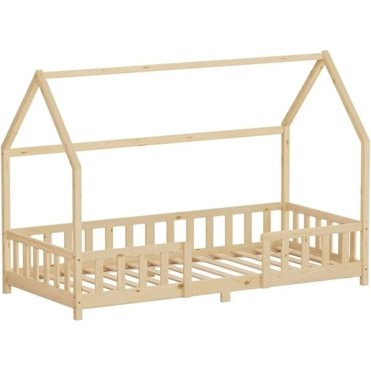 ML-DESIGN Spielbett Hausbett Kinderbett inkl. Lattenrost kreativ Bodenbett für Kinder, Abenteuerbett ohne Matratze 90x200cm Holzbett Natur Kiefer Bettgestell – Bild 4