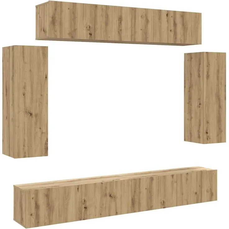 vidaXL 6-tlg. TV-Schrank-Set Wandmontage Artisan-Eiche Holzwerkstoff 3329002