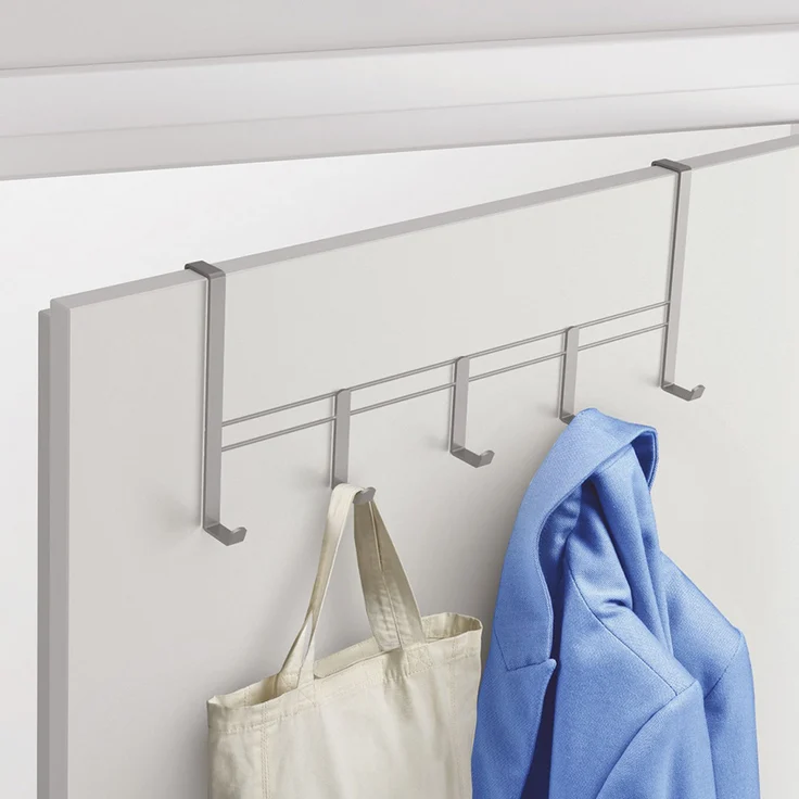 METALTEX 350930000 Türhängeleiste 38 cm mit 5 Haken, Polytherm, silbermetallic / Raumsparer – Bild 2