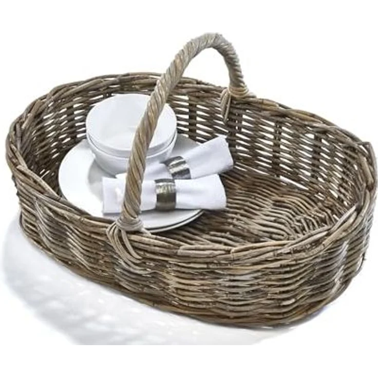 Kobolo Tablett Dekotablett Serviertablett aus Rattan kubu grey, Rattan – Bild 7