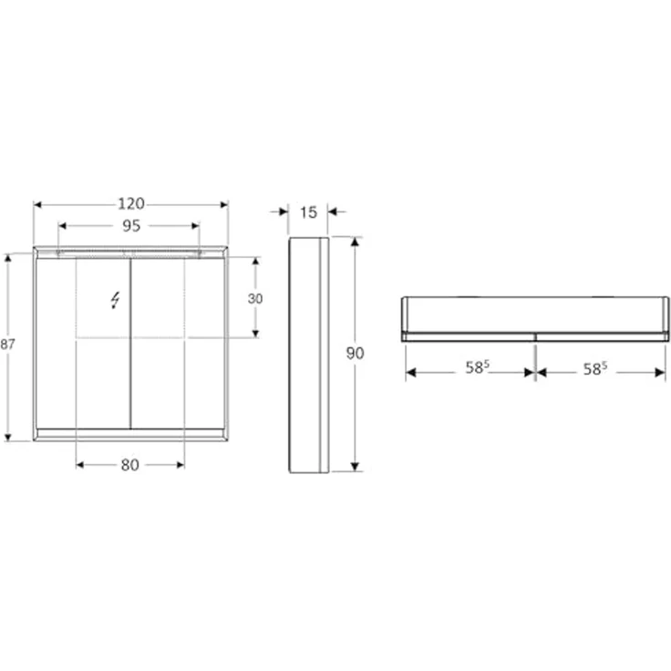 Geberit ONE Spiegelschrank mit ComfortLight, 2 Türen, Aufputzmontage, 120 x 90 x 15 cm, 505.815.00, Farbe: weiss / Aluminium pulverbeschichtet - 505.815.00.2 – Bild 2
