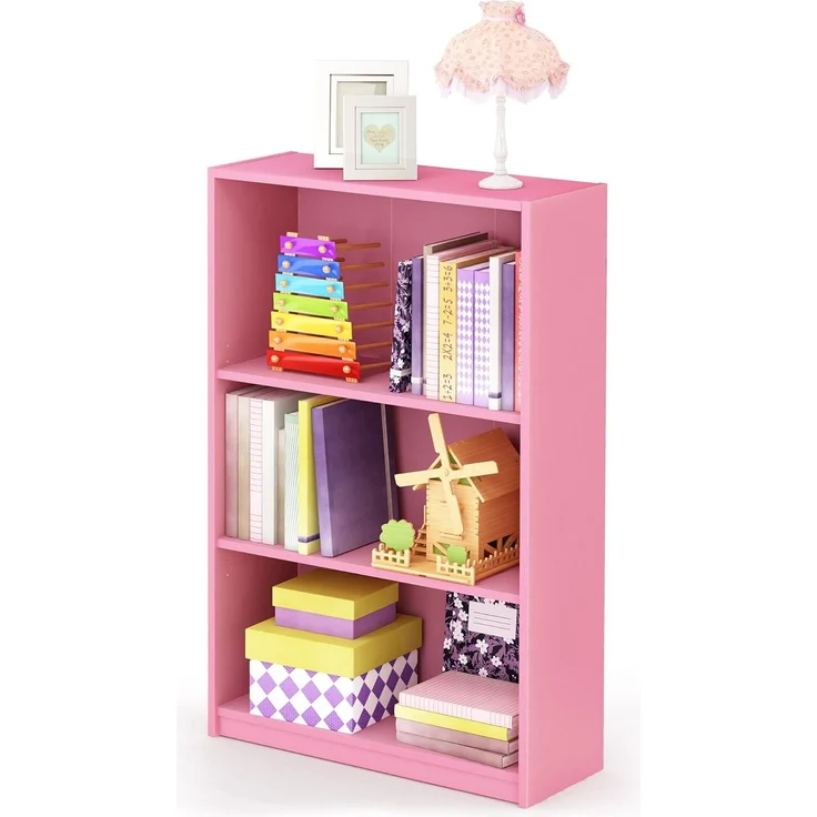 Furinno JAYA Einfaches Bücherregal, Rosa, 24. 13x24. 13x102. 36 cm – Bild 1