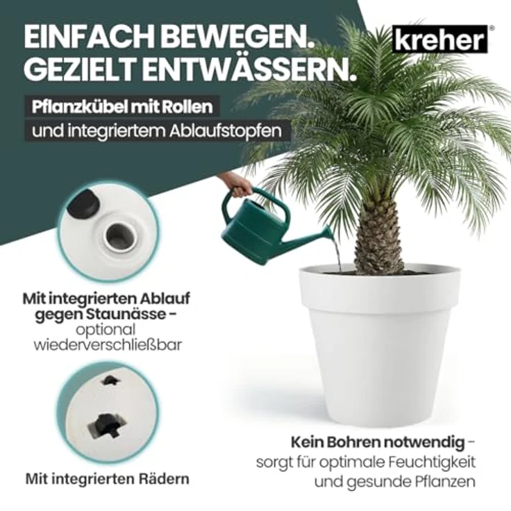 Kreher Pflanzkübel Rollbarer XXL Pflanzkübel "LIKE" Ø 79 cm in verschiedenen Farben (2 St) – Bild 7