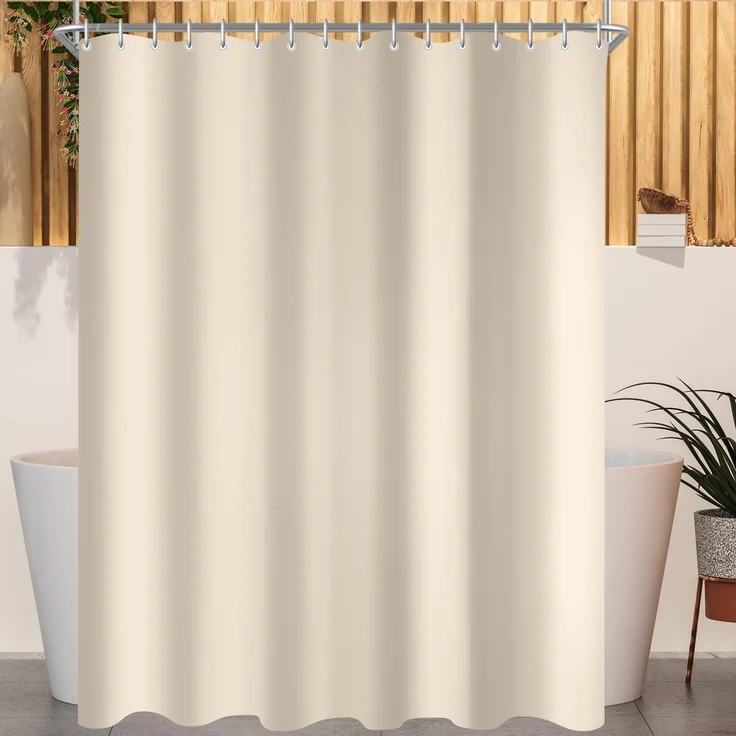 Duschvorhang 240x160cm Beige Antischimmel Wasserabweisend Polyester Stoff – Bild 1