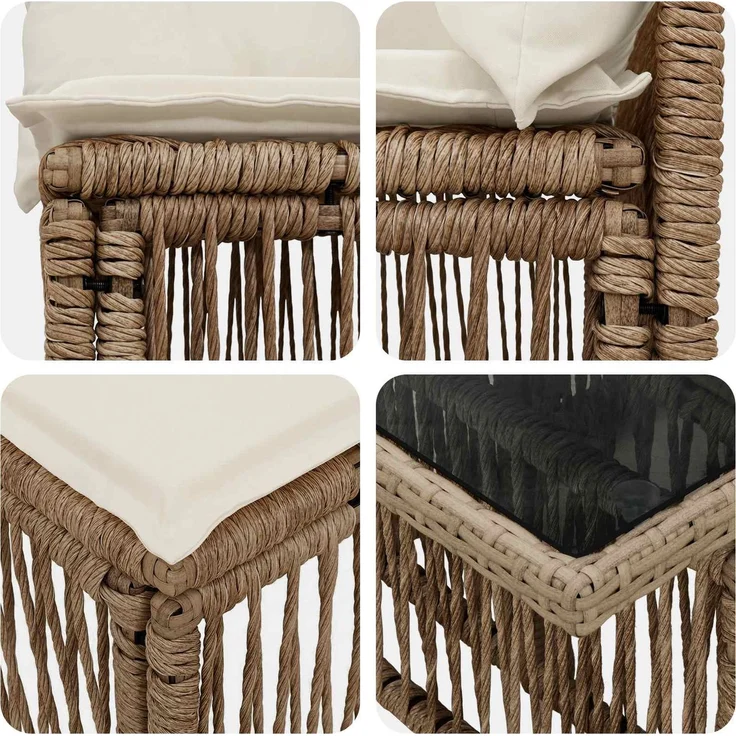 vidaXL Gartensofa-set 7 stk. Beige 100 x 55 x 73 cm Poly-Rattan 3436425 – Bild 7
