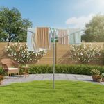 SONGMICS Wäschespinne, 50 m Wäscheleine, für 5 Waschladungen, mit Wäscheklammern, silbern