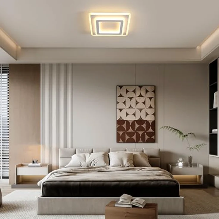 Goeco LED Deckenleuchte Innen, 44W Quadratisch Deckenlampe Moderne, 3000K Warmweiß Licht LED Deckenbeleuchtung Acryl für Flur, Küche, Schlafzimmer, Wohnzimmer, Weiß – Bild 7