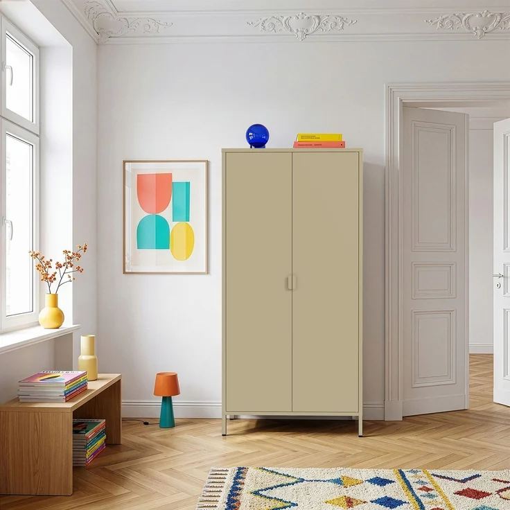 Kleiderschrank Esteli 170x80x45 cm Stahl Kamelfarben [en. casa] – Bild 3