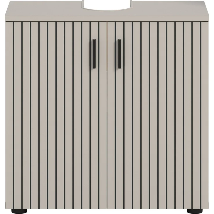 xonox. home – Waschbeckenunterschrank Mone 60 x 59 x 30 cm in Kaschmir Nachbildung – Badunterschrank mit 2 Türen, verstellbarem Boden & Siphonausschnitt – Praktisch, modern & ideal für jedes Badezimmer – Bild 2