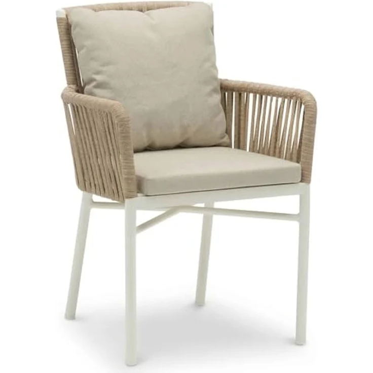 IDIMEX Garten-Essgruppe AFUERA, Gartenmöbelset für 8 Personen, wetterfester Materialmix Weiß/Beige – Bild 4