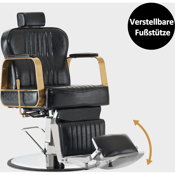 Barberpub Friseurstuhl Kippbar, Friseursessel mit Kopfstütze, 360° Drehbar & Höhenverstellbar, Friseureinrichtung Retro mit Hydraulikpumpe, Kunstleder, 9238(Schwarz) – Bild 4