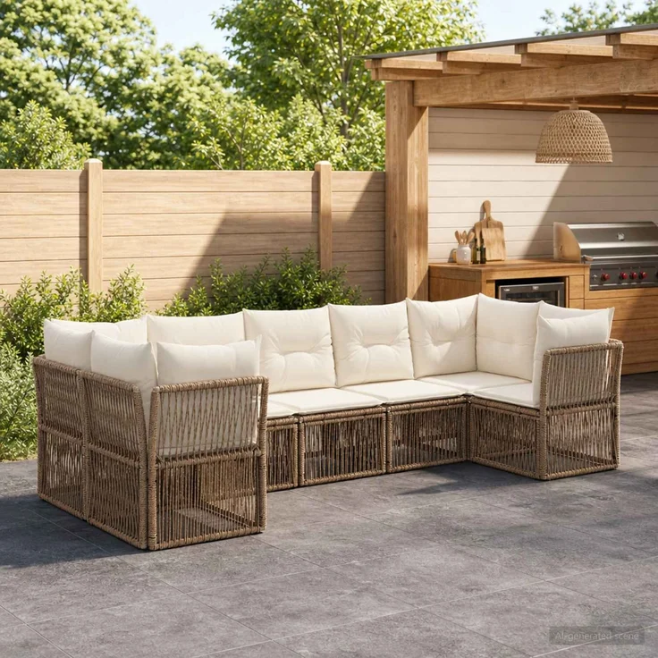 vidaXL Gartensofa-set 7 stk. 7-Sitzanzahl Beige Poly-Rattan 3434337 – Bild 1