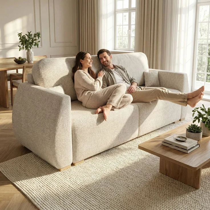 Wohnero 24 Delle Premium Schlafsofa 221x93 cm mit Bettkasten & DL-Funktion – 191x142 cm Liegefläche, 3-Sitzer Sofa mit Bonellfeder - Lambi01 – Bild 1
