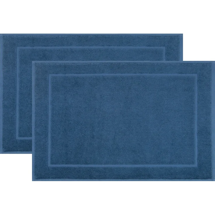 ZOLLNER 2er Set Badvorleger / Duschvorleger, 50x70 cm, 100% Baumwolle, blau – Bild 1