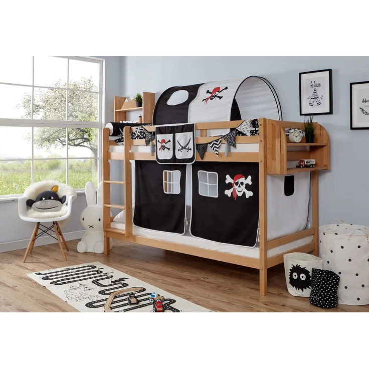 Etagenbett "Rene" 90x200 Buche massiv Natur