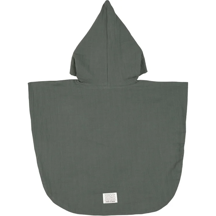 LÄSSIG Kinder Badeponcho aus Musselin mit Kapuze/Muslin Poncho Petrol Green – Bild 2