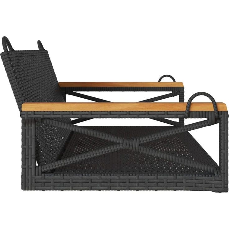 vidaXL Hängebank Schwarz 109x62x40 cm Poly Rattan 368152 – Bild 5
