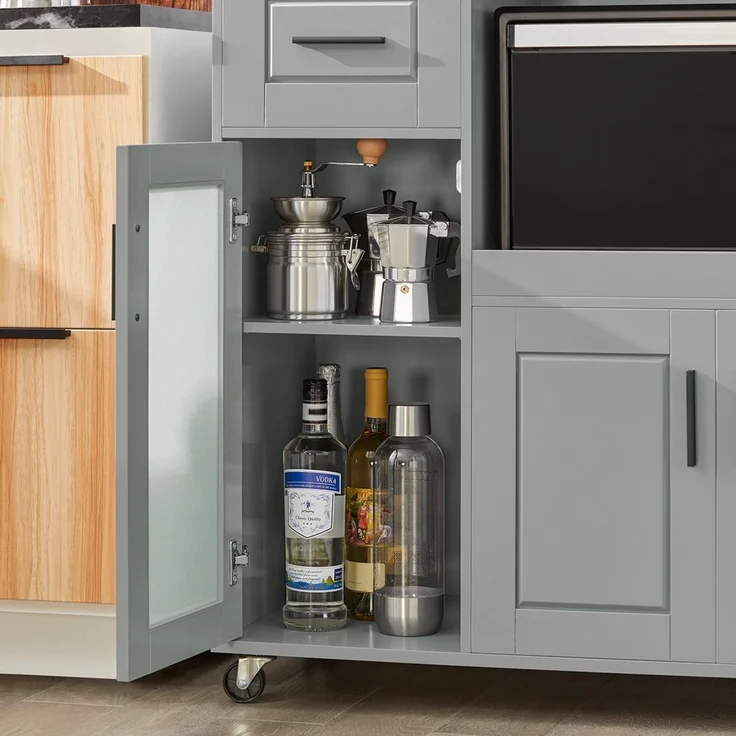 SoBuy FSB78-HG Kücheninsel, MDF, Lackiert, Grau, 89 x 89 x 40 cm – Bild 7
