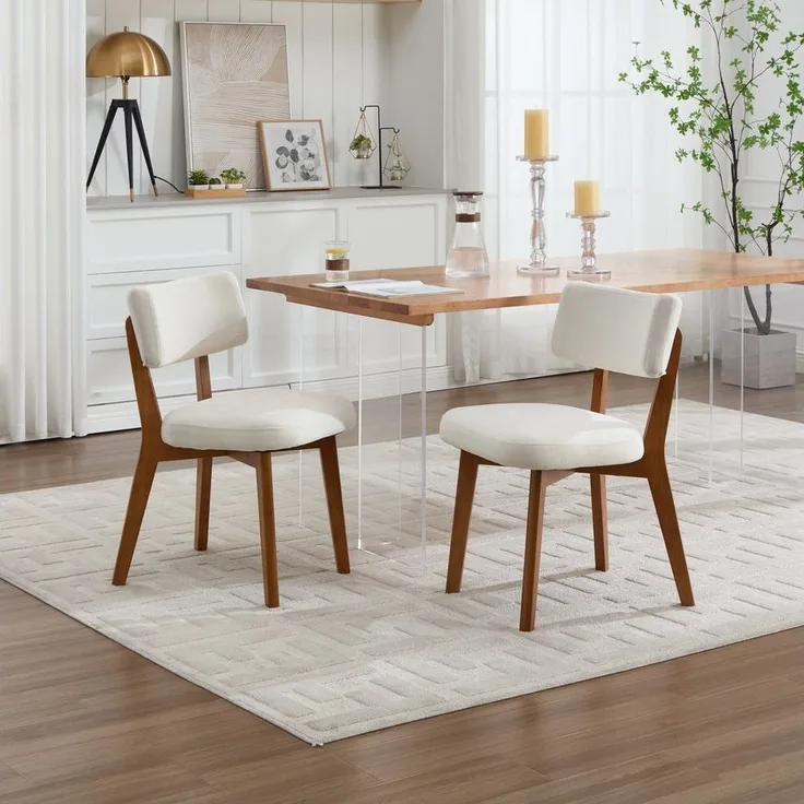 BlingBin Esszimmerstuhl Polsterstuhl Satz von 2, Moderne Mid-Century-Stil Stuhl (Wohnzimmerstühle, 2 St), Massivholz Beine Stoff gepolsterten Sitz für Küche,Esszimmer oder Büro