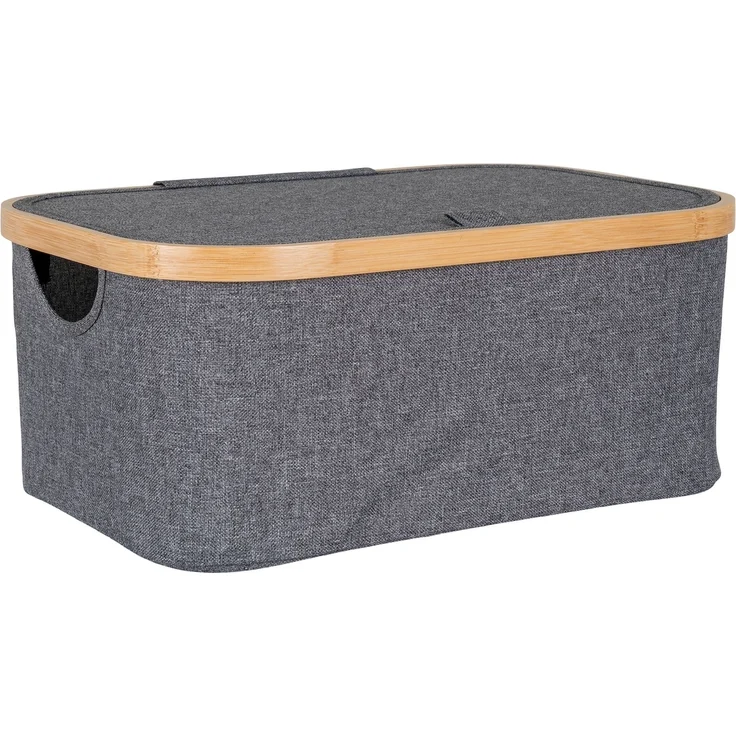 Allzweckkorb >Noto< in Dunkelgrau, Bambus, Polyester - 26x16x38cm (BxHxT) – Bild 1