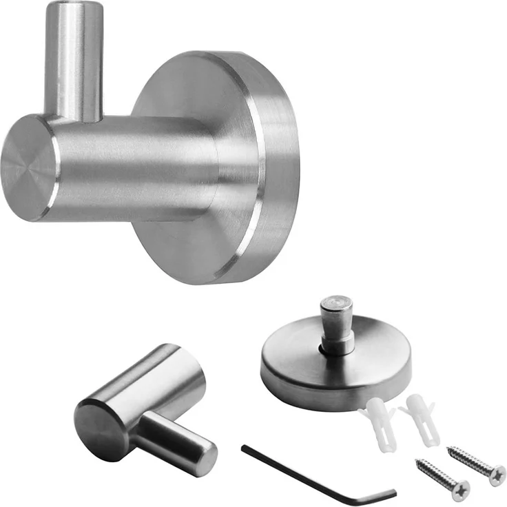 1 Haken Garderobe Wandgarderobe Kleiderhaken Hakenleiste Türgarderobe Edelstahl – Bild 1