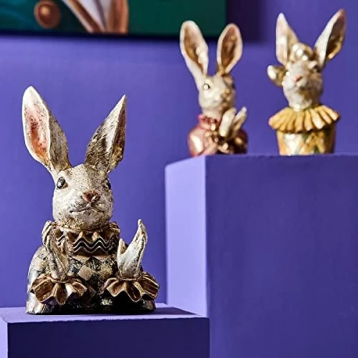 Hasenbüste Osterdeko creme/gelb/gold – Dekofigur Hollylein – Bild 3