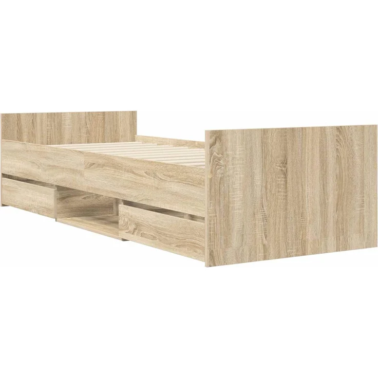 vidaXL Bettrahmen mit Schubladen Sonoma-Eiche Holzwerkstoff 3429510 – Bild 3