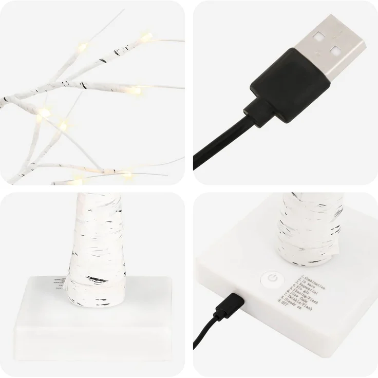 vidaXL LED-Birken-Weihnachtsbaum 2 stk. Weiß 10 x 10 x 58 cm 42055361 – Bild 5