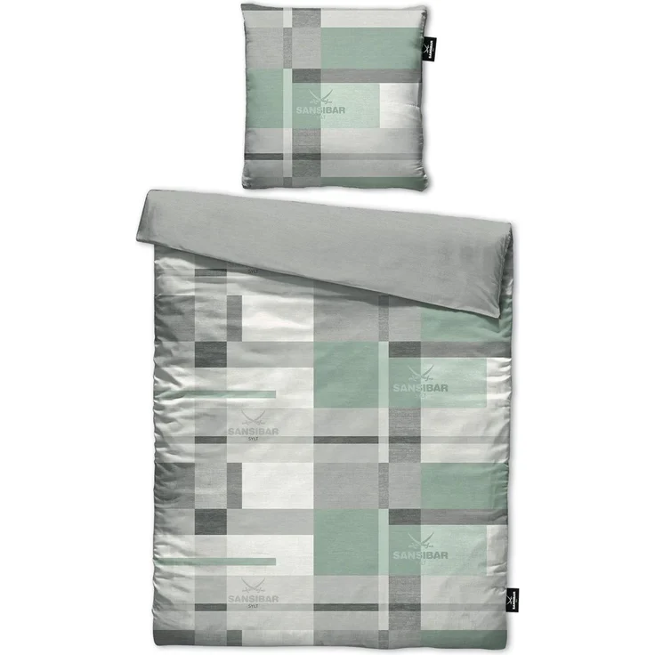 Bettwäsche SANSIBAR Satin BL 155x220 cm grün Bettbezug Bettzeug