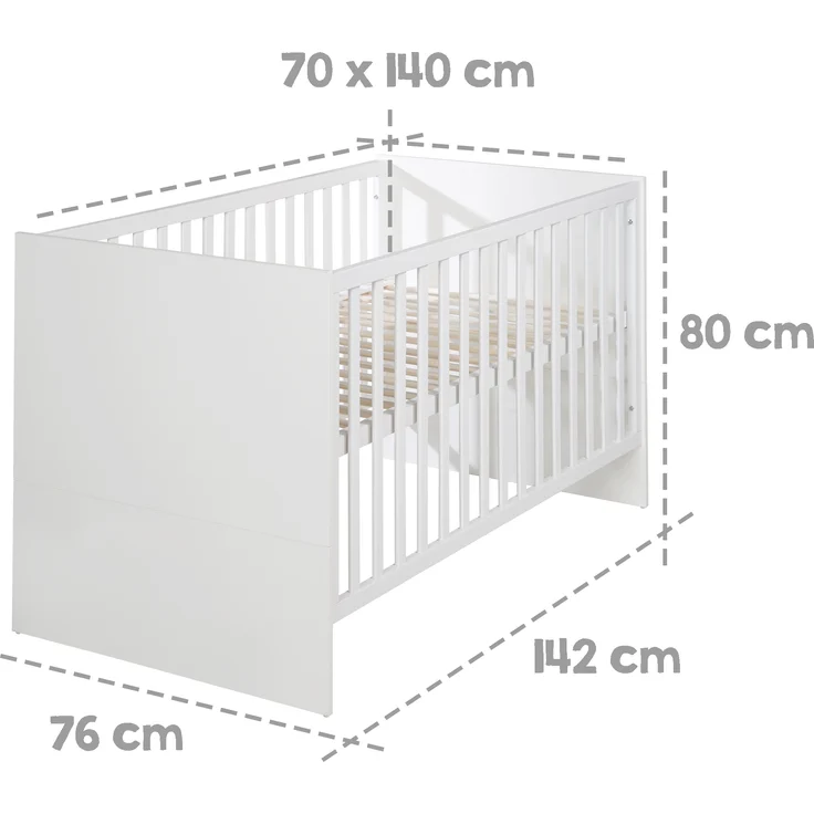 roba Kinderzimmerset 'Lilo' - 2-teilig - Kinderbett 70 x 140 cm & Wickelkommode - Weiß – Bild 12