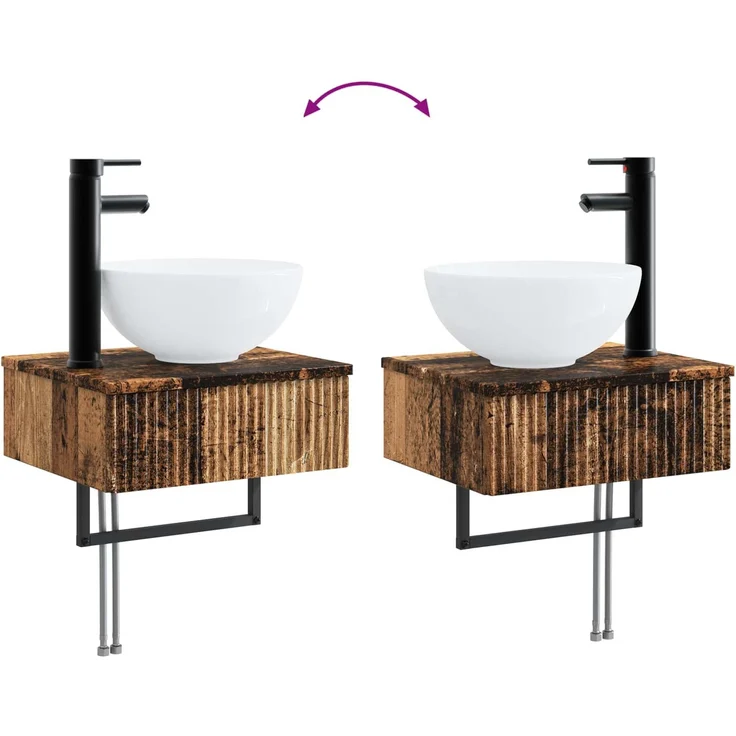 vidaXL Badezimmerschrank-Set 5 stk. Altholz 33 x 34,5 x 100 cm 3405971 – Bild 10
