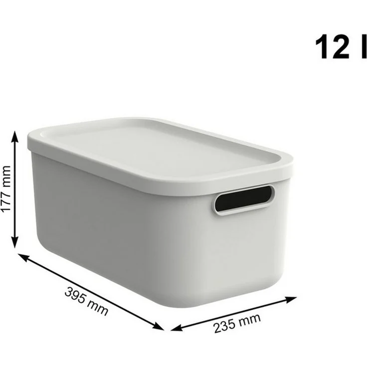 ROTHO Stapelbox Albula Light Set 3tlg. 2x 12l und 55l Aufbewahrungsboxen mit Deckel (3-teilig, Boxen-Set), Recycelt, modular, mit Tragegriffen – Bild 3