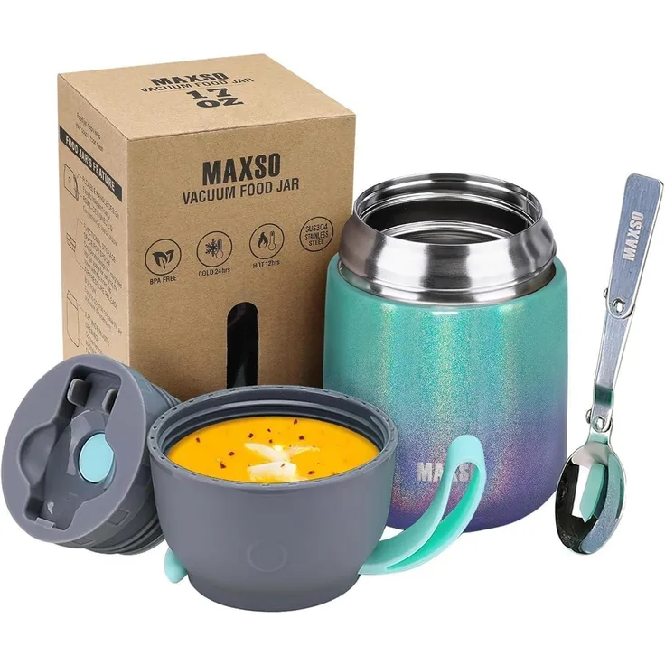 Thermobehälter Edelstahl Kinder Löffel Suppe Regenbogenfarben 500 ml