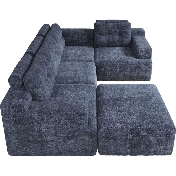 5-Sitzer modulares U-Form Sofa 252 x 180 x 82 cm aus Chenille, rahmenlos – Bild 6