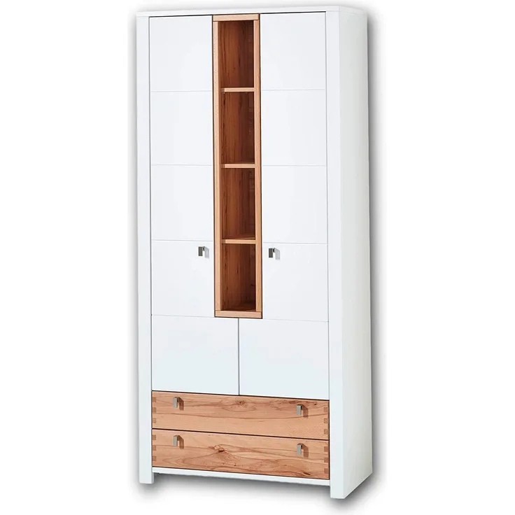 Schuhschrank Dielenschrank SERPIO - Weiß mit Absetzung Wildbuche
