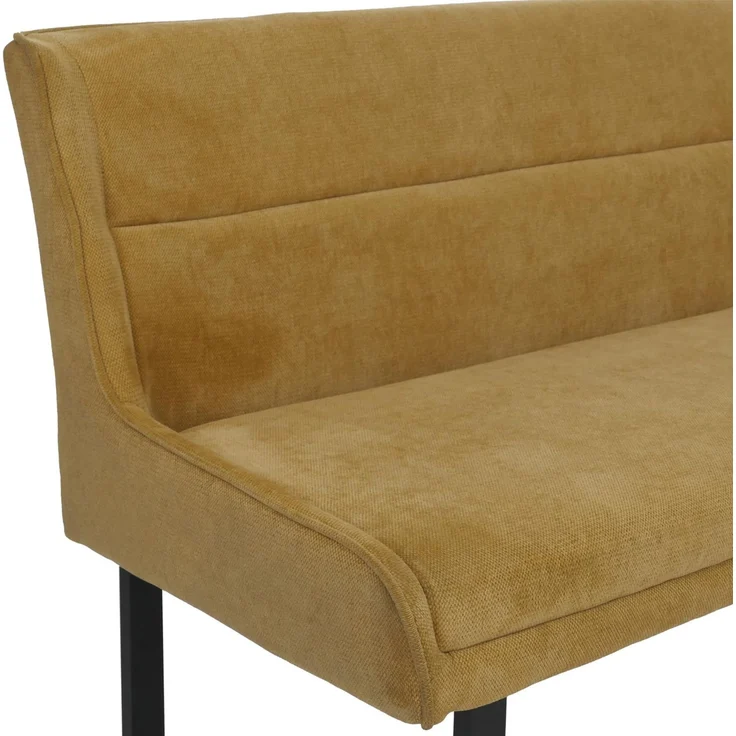 Eckbank HWC-O81, Esszimmerbank Bank, Öko-Tex (310g/m²) Chenille Stoff/Textil Metall 159x210 cm ~ senfgelb – Bild 5